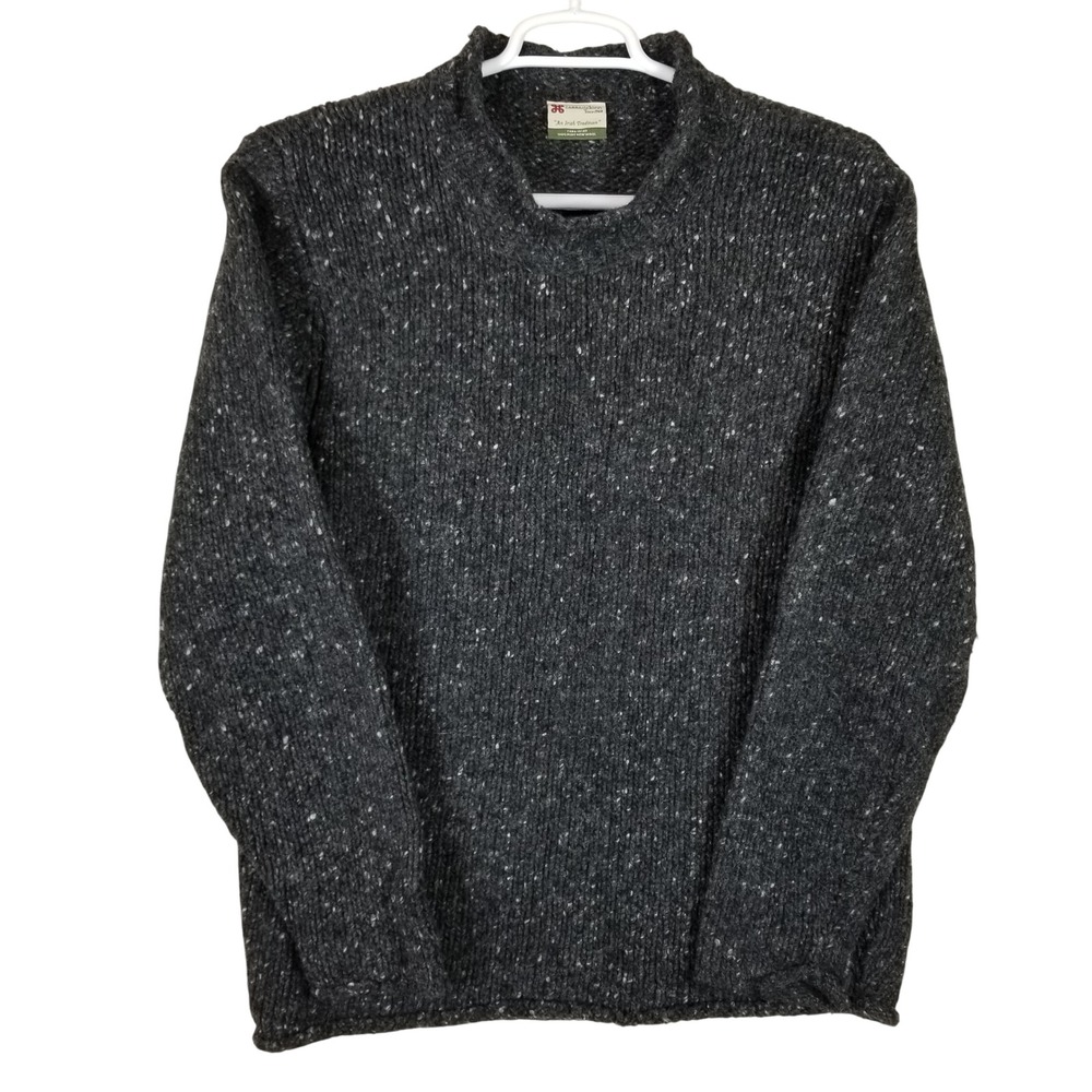 Carraig‎ Donn Womens XXL Pure New Wool Sweater Charcoal Grey Flecked Irish Knit